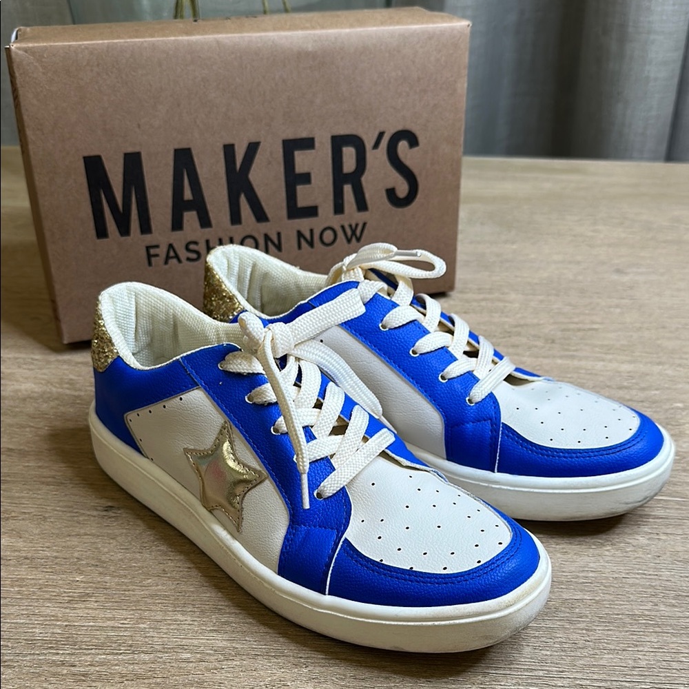 Maker’s Blue & Gold Star Sneakers – Size 10